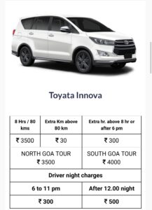 South Goa tour North Goa tour Full day taxi service<br />Half day taxi service<br />Goa Airport pickup and drop<br />Mopa Airport pick up and<br />Casino taxi service<br />24 hours taxi service